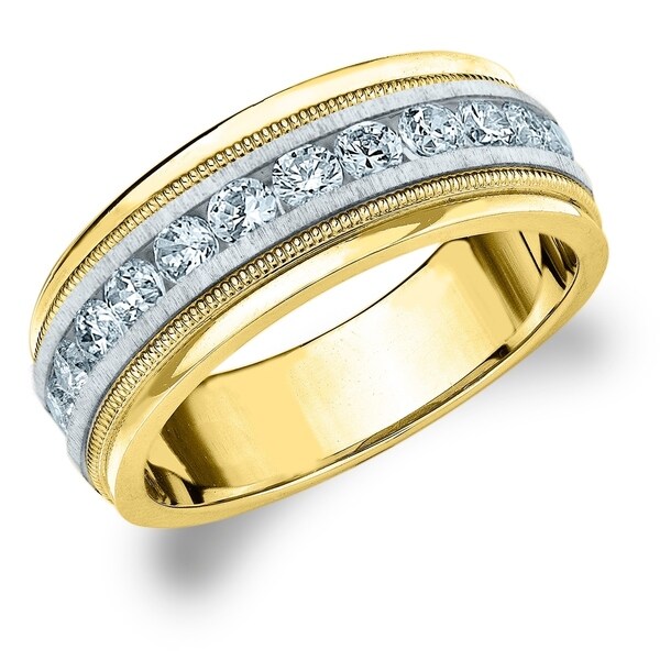 Amore 18kt Two Tone Men S 1ct Milgrain Edge Diamond Wedding Band Amore 18kt Two Tone Men X27 S 1ct Milgrain Edge Diamond Wedding Band