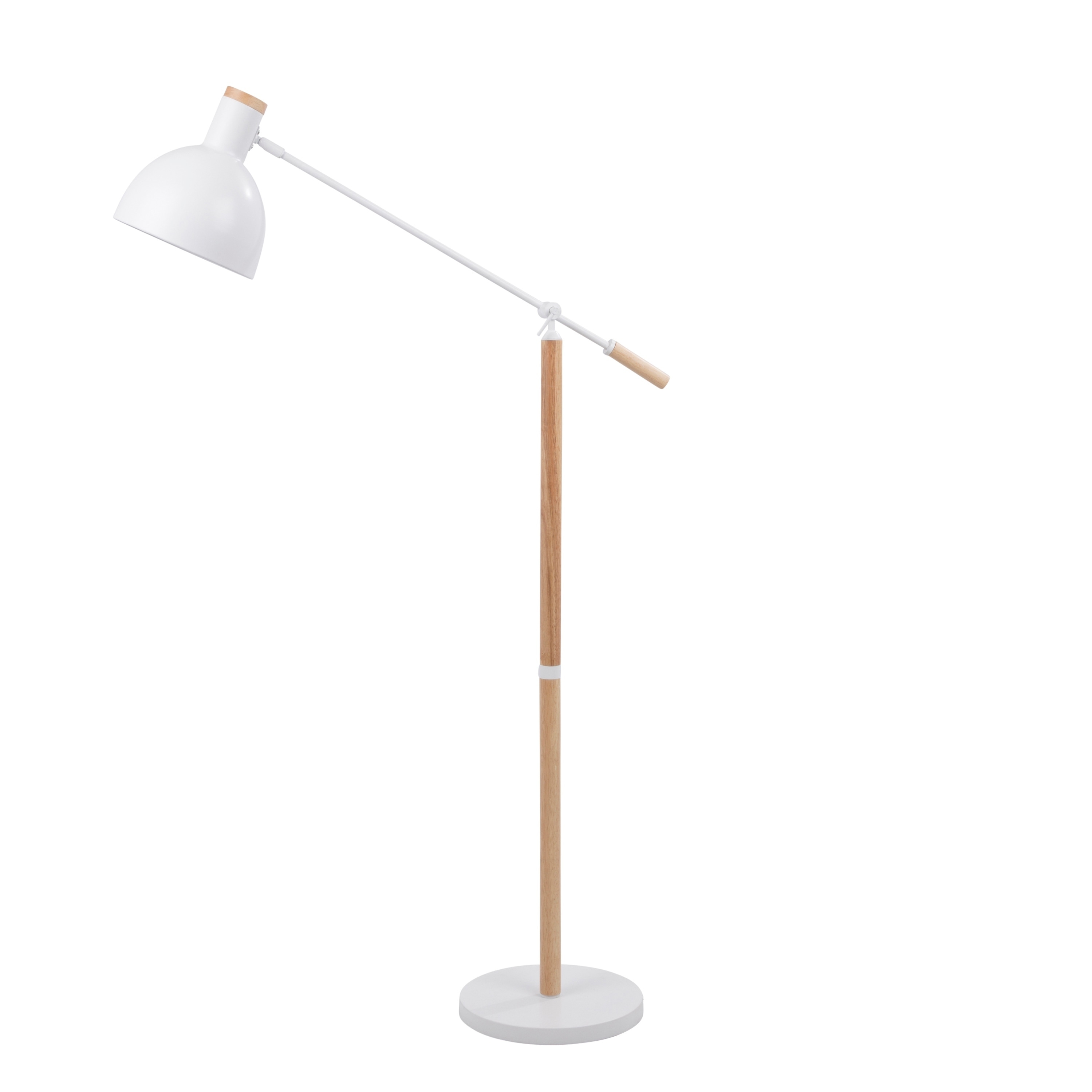 Pix Contemporary Floor Lamp In Natural Wood And Matte White Metal Pix Contemporary Floor Lamp In Natural Wood And Matte White Metal