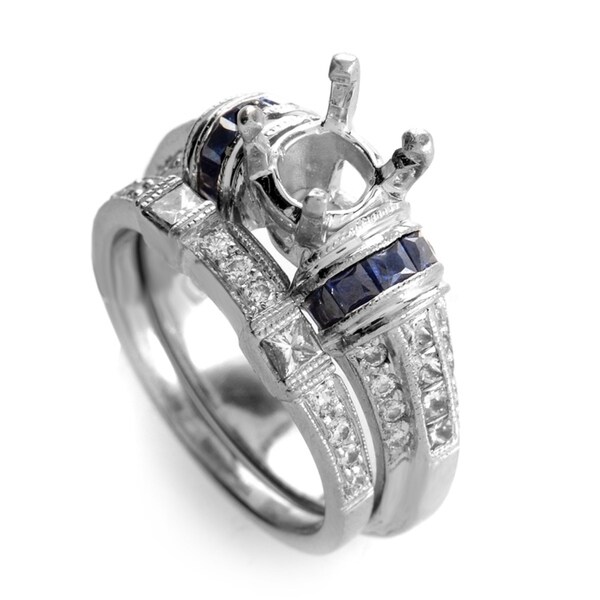 Shop Tacori Platinum Diamond Sapphire Mounting Ring Set