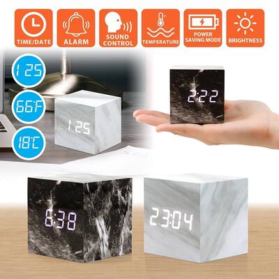 Gearonic Marble Pattern Alarm Clock Multi-function LED Digital Clock