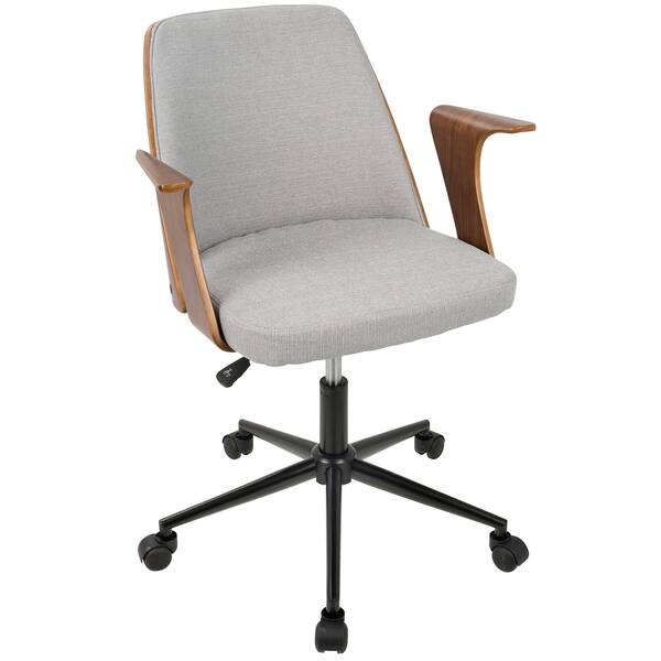 slide 8 of 13, Verdana Mid-Century Modern Upholstered Office Chair with Wood Accents Grey Fabric