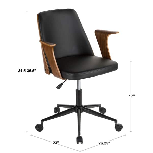 Verdana Mid-Century Modern Upholstered Office Chair with Wood Accents
