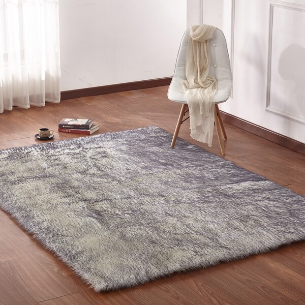 Off White Grey Faux Fur Area Rug 7 6 X 10 3 Free Off White Grey Faux Fur Area Rug 7 X27 6