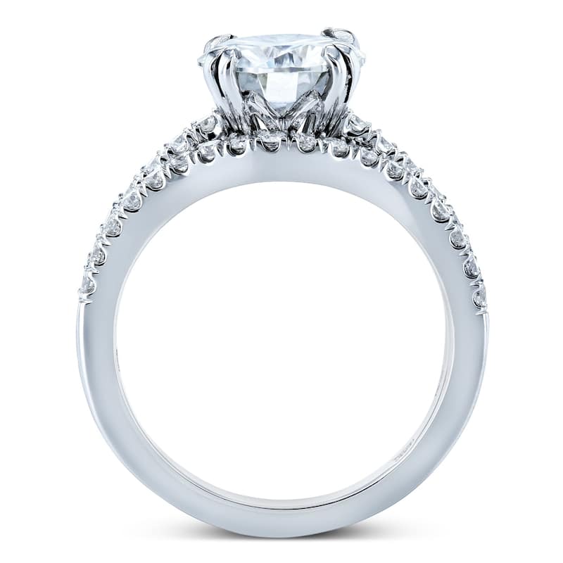 Annello by Kobelli 14k Gold 2 1/3 Carats TGW Round Brilliant Forever One Moissanite and Diamond Bridal Rings Set (DEF/VS, GH/I)