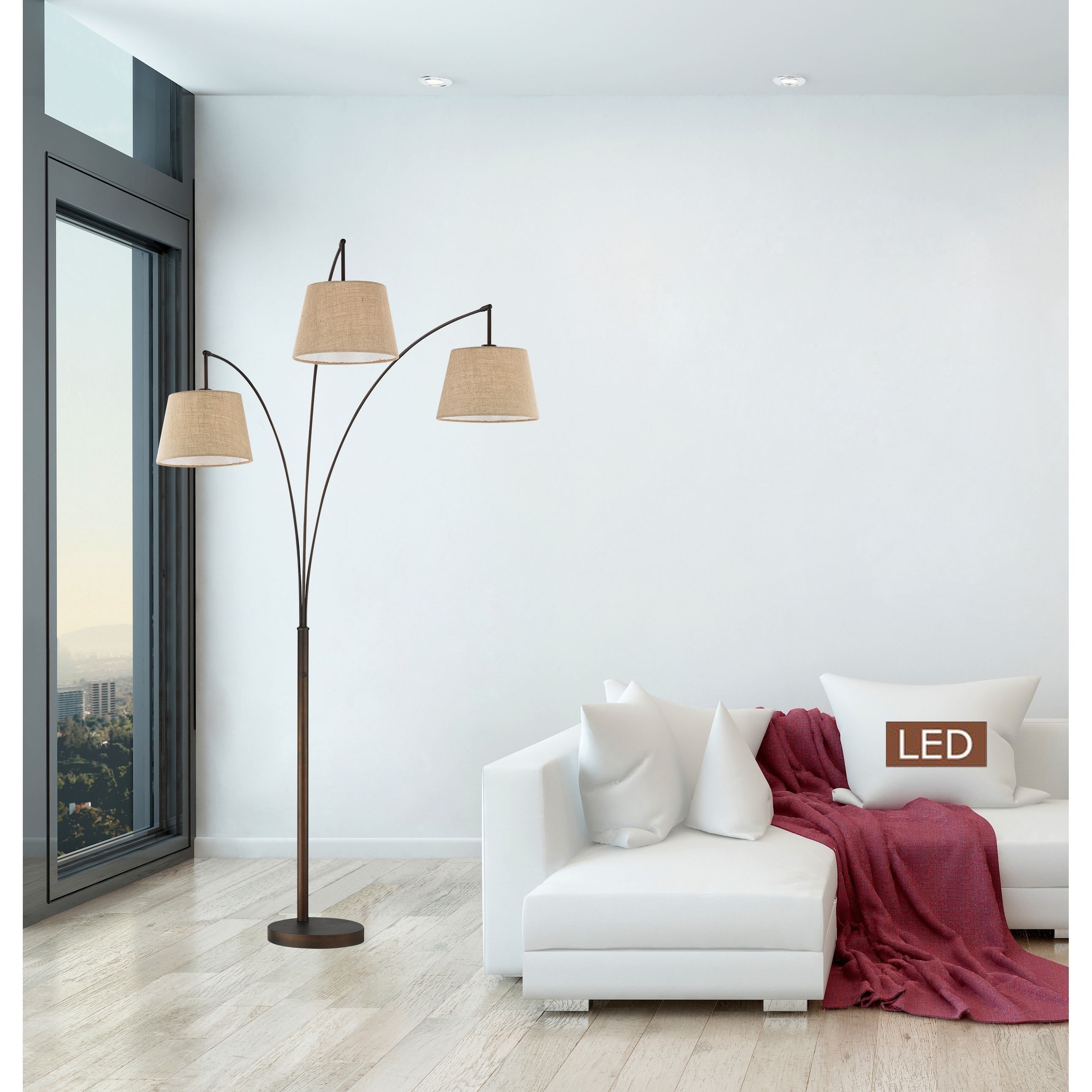 Shop Artiva Luce 84 3 Arched Antique Bronze Led Floor Lamp With