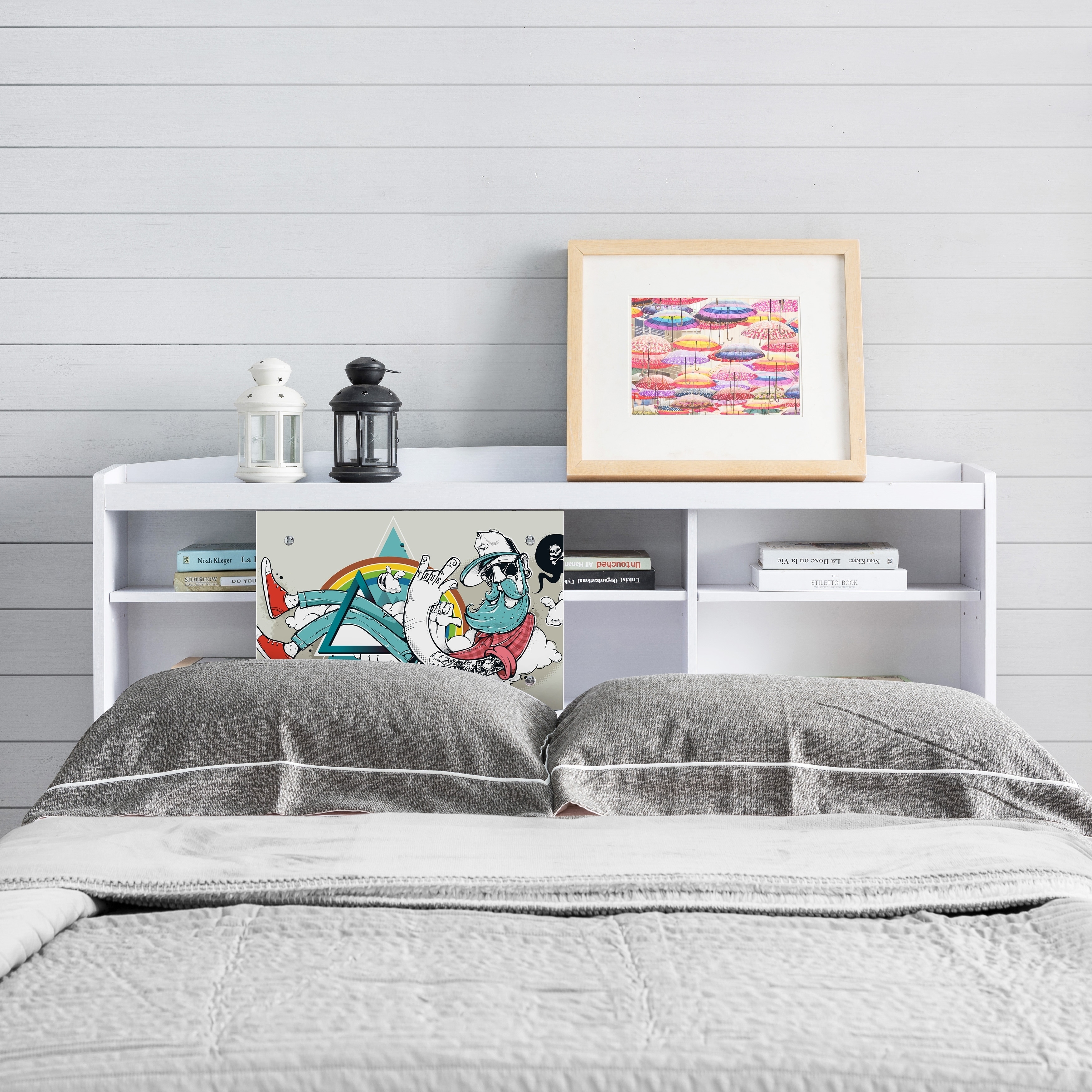 Shop Bridgette Modern White Queen Size Bookcase Headboard On