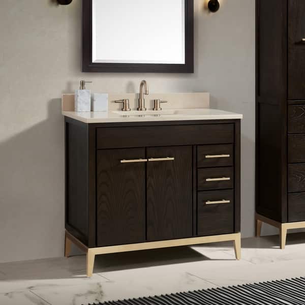 slide 2 of 13, Avanity Hepburn 37 in. Vanity Combo in Dark Chocolate with Top and Sink