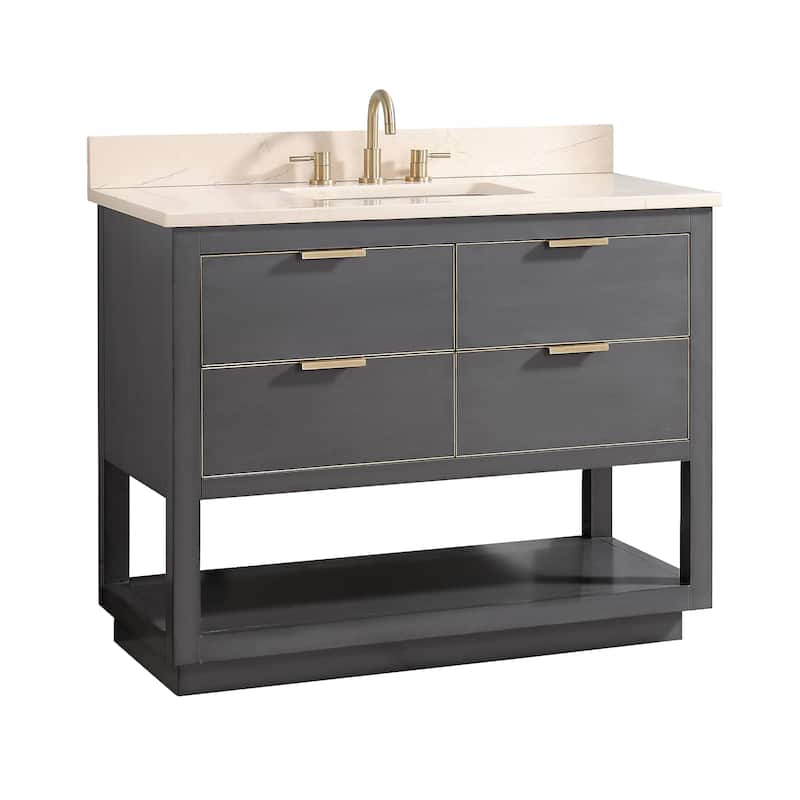 Avanity Allie 43 in. Vanity Combo in Twilight Gray with Gold Trim