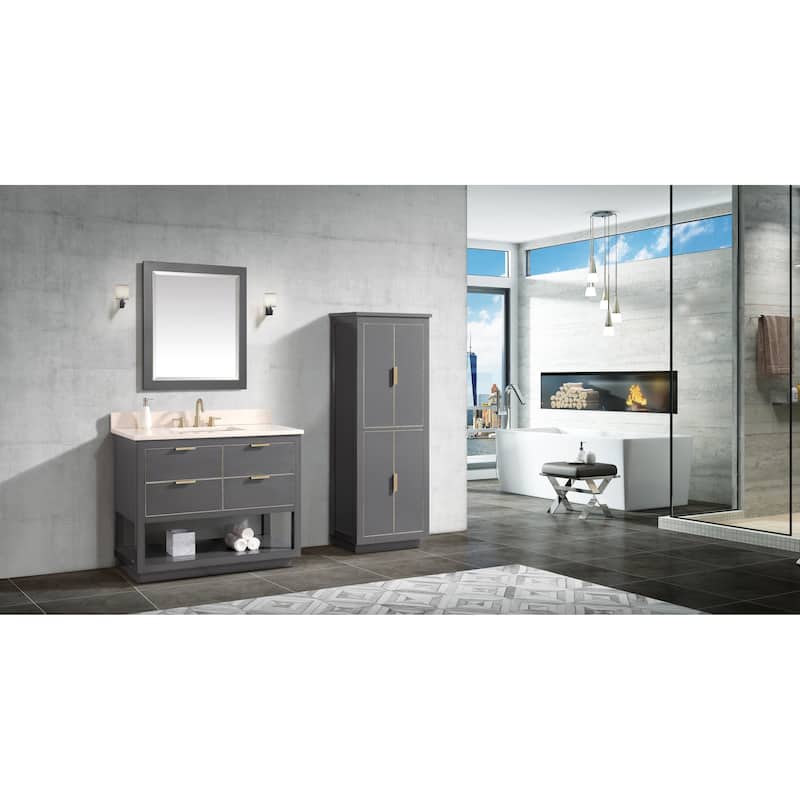 Avanity Allie 43 in. Vanity Combo in Twilight Gray with Gold Trim