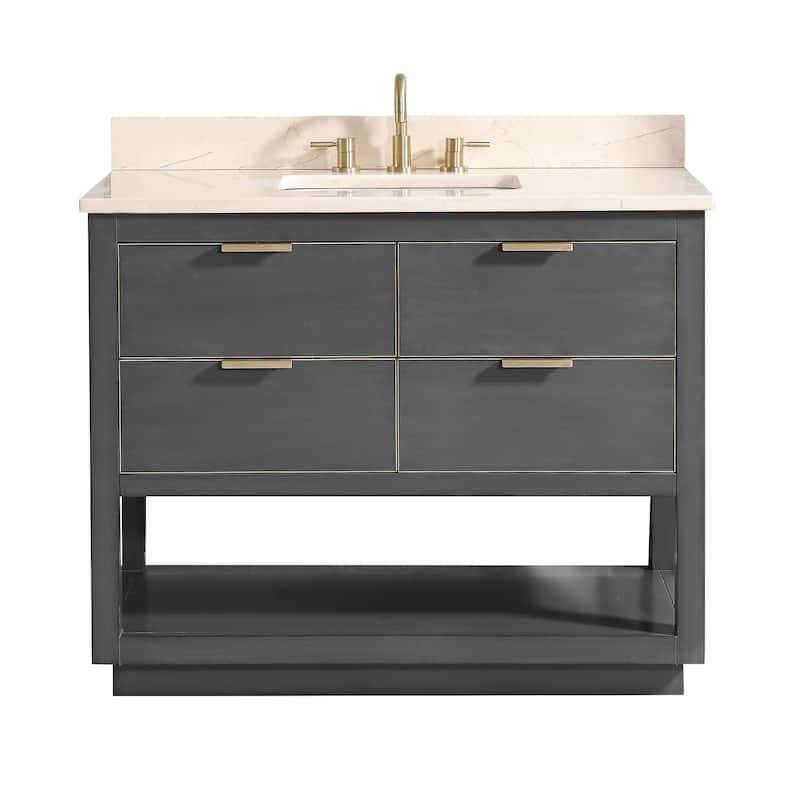 Avanity Allie 43 in. Vanity Combo in Twilight Gray with Gold Trim