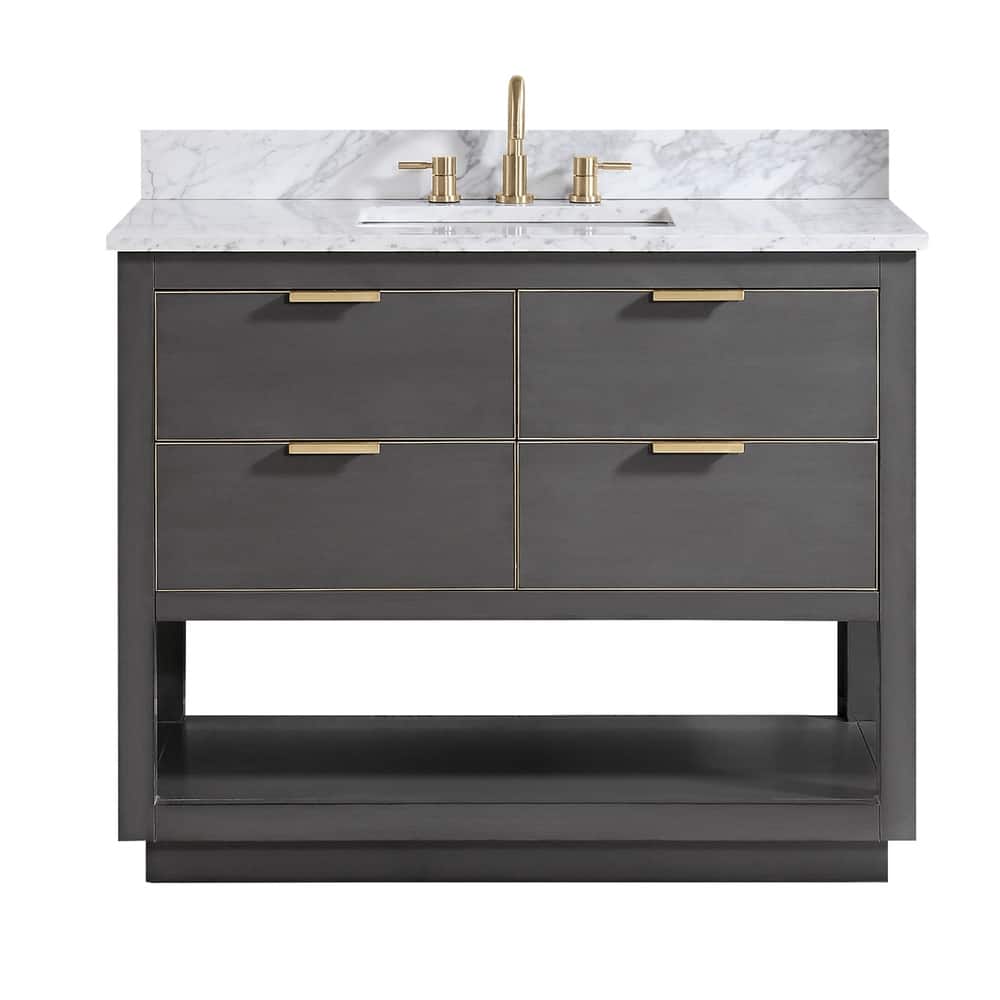 Avanity Allie 43 in. Vanity Combo in Twilight Gray with Gold Trim