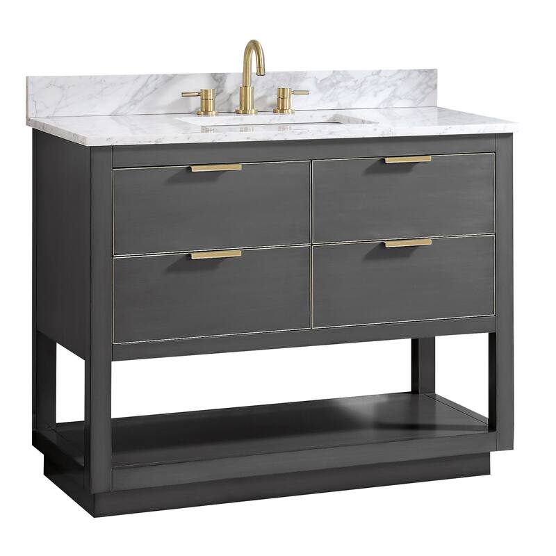 Avanity Allie 43 in. Vanity Combo in Twilight Gray with Gold Trim