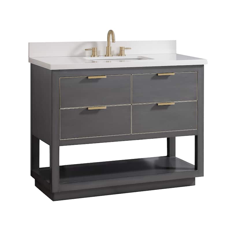 Avanity Allie 43 in. Vanity Combo in Twilight Gray with Gold Trim