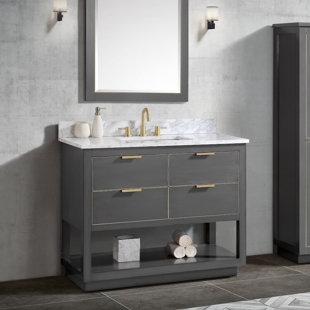Avanity Allie 43 in. Vanity Combo in Twilight Gray with Gold Trim