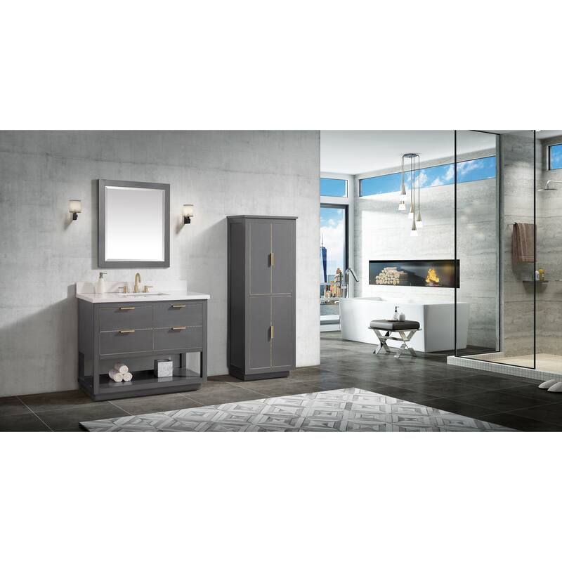 Avanity Allie 43 in. Vanity Combo in Twilight Gray with Gold Trim