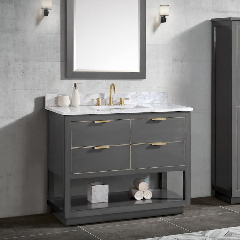 Avanity Allie 43 in. Vanity Combo in Twilight Gray with Gold Trim