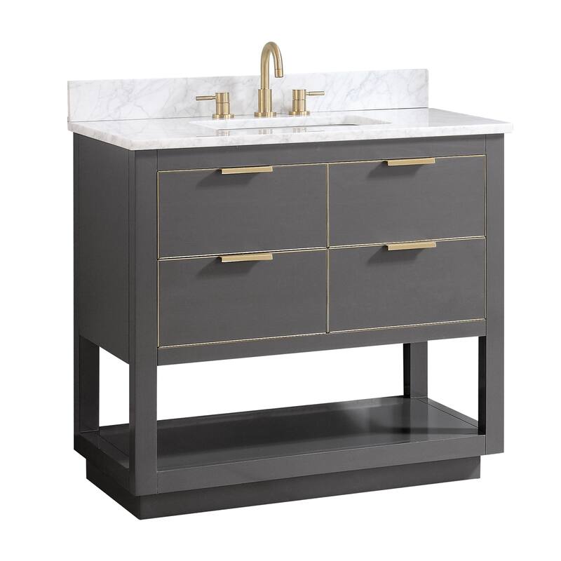 Avanity Allie 37 in. Vanity Combo in Twilight Gray with Gold Trim