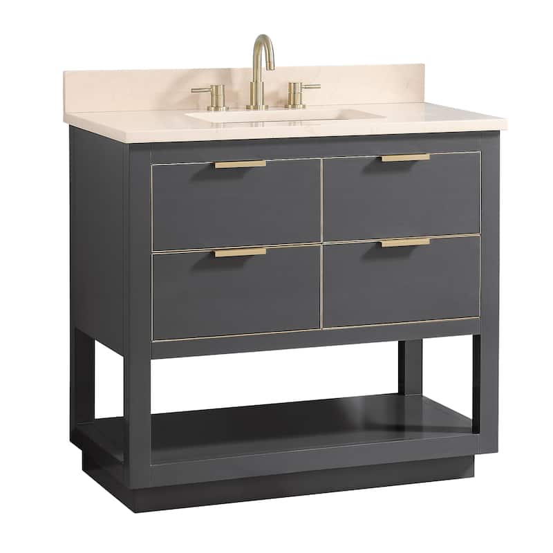Avanity Allie 37 in. Vanity Combo in Twilight Gray with Gold Trim
