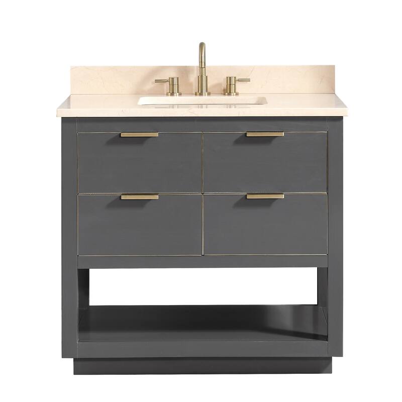 Avanity Allie 37 in. Vanity Combo in Twilight Gray with Gold Trim