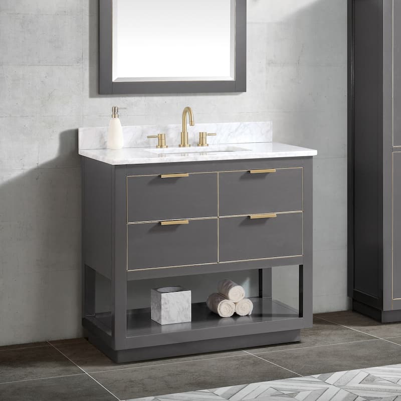 Avanity Allie 37 in. Vanity Combo in Twilight Gray with Gold Trim
