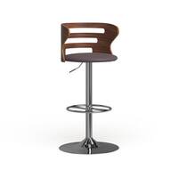 Carson Carrington Cranagh Mid-Century Modern Walnut Faux Leather Adjustable Barstool - N/A