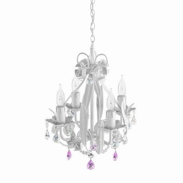 Silver Orchid Held Gallery Wrought Iron and Crystal Mini 4-light Chandelier
