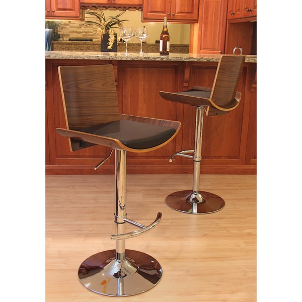 Carson Carrington Ljungby Mid-Century Modern Wood/ Faux Leather Adjustable Barstool