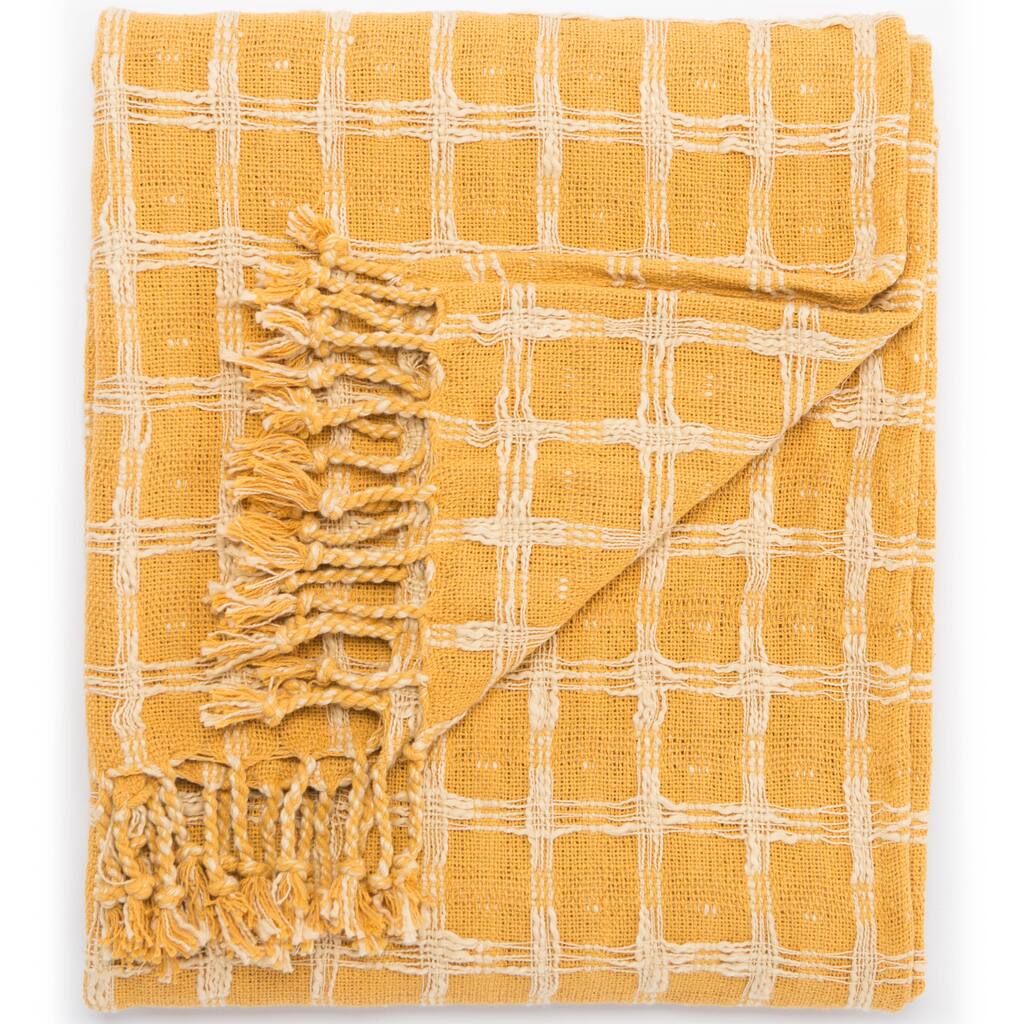Carson Carrington Langesund Handmade Cotton Yellow Throw