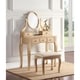 preview thumbnail 12 of 18, Roundhill Furniture Copper Grove Watt Wood Makeup Vanity Table and Stool Set