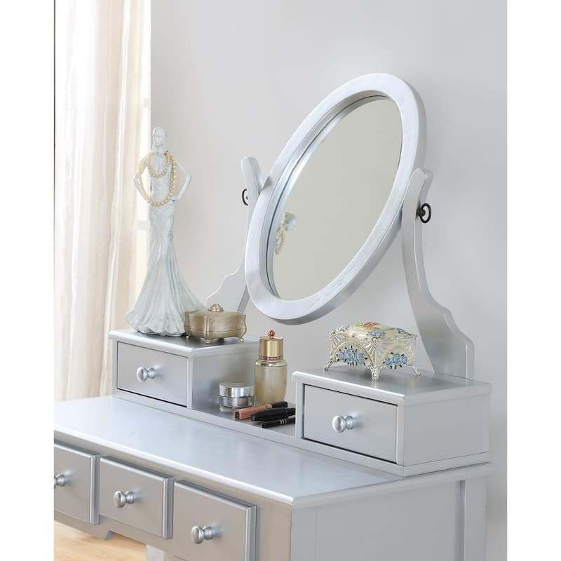 Roundhill Furniture Copper Grove Watt Wood Makeup Vanity Table and Stool Set