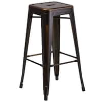 Carbon Loft Walton 30-inch High Backless Distressed Metal Indoor Barstool
