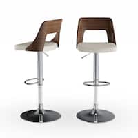 Carson Carrington Visby Mid-Century Modern Walnut Wood/ Faux Leather Adjustable Barstool - N/A