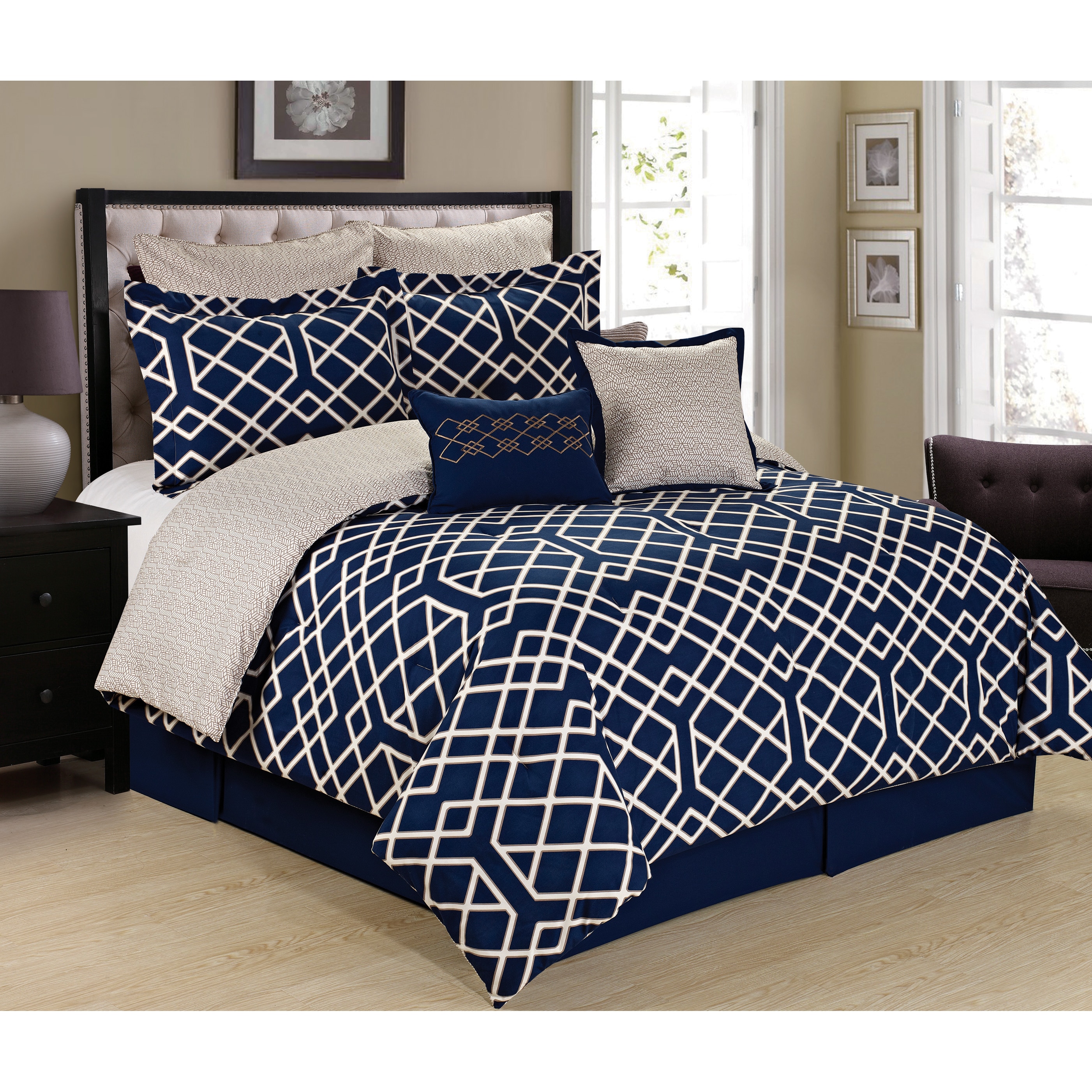 navy blue queen bed frame