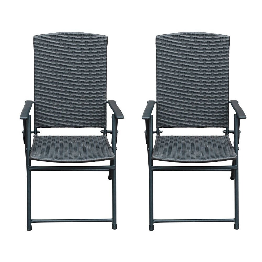 Shop Black Friday Deals On Sunlife Folding Resin Wicker Rattan Chairs Patio Indoor Modern Garden Furniture Chairs Set 2 Pairs Dark Brown On Sale Overstock 20370908