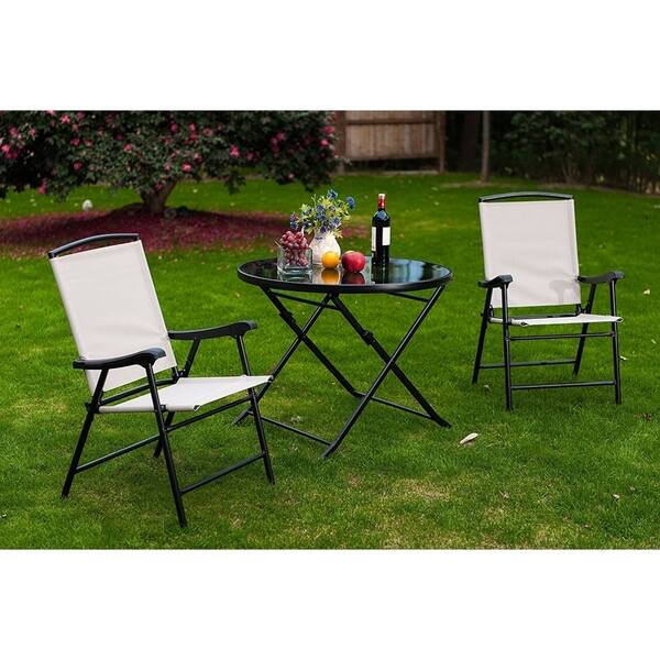 Havenside Home Chetumal Beige Lightweight Folding Patio Havenside Home Chetumal Beige Lightweight Folding Patio