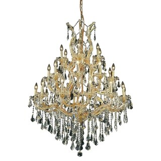 Fleur Illumination 28 light Gold Chandelier (swarovski elements crystals/Gold) - Chandeliers For Bedrooms by Overstock.com