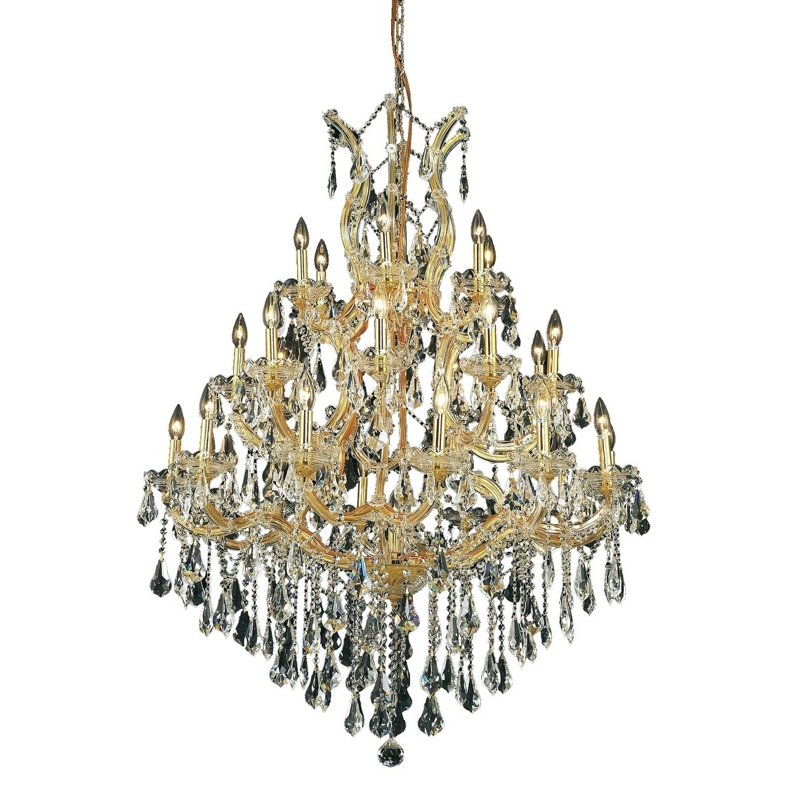 Fleur Illumination 28 light Gold Chandelier (royal cut crystals/Gold) - Chandeliers For Bedrooms by Overstock.com