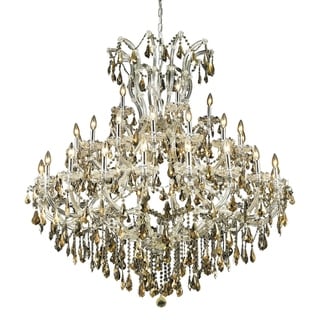 Fleur Illumination 41 light Chrome Chandelier (Chrome/swarovski elements crystals(golden teak)) - Chandeliers For Bedrooms by Overstock.com