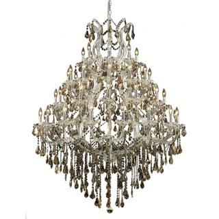 Fleur Illumination 49 light Chrome Chandelier (Chrome/swarovski elements crystals(golden teak)) - Chandeliers For Bedrooms by Overstock.com
