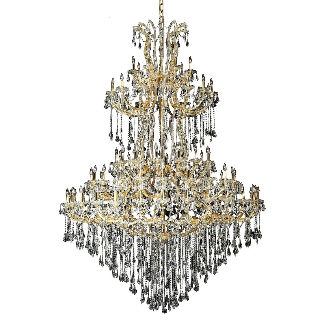 Fleur Illumination 85 light Gold Chandelier (Gold/royal cut crystals(golden teak)) - Chandeliers For Bedrooms by Overstock.com