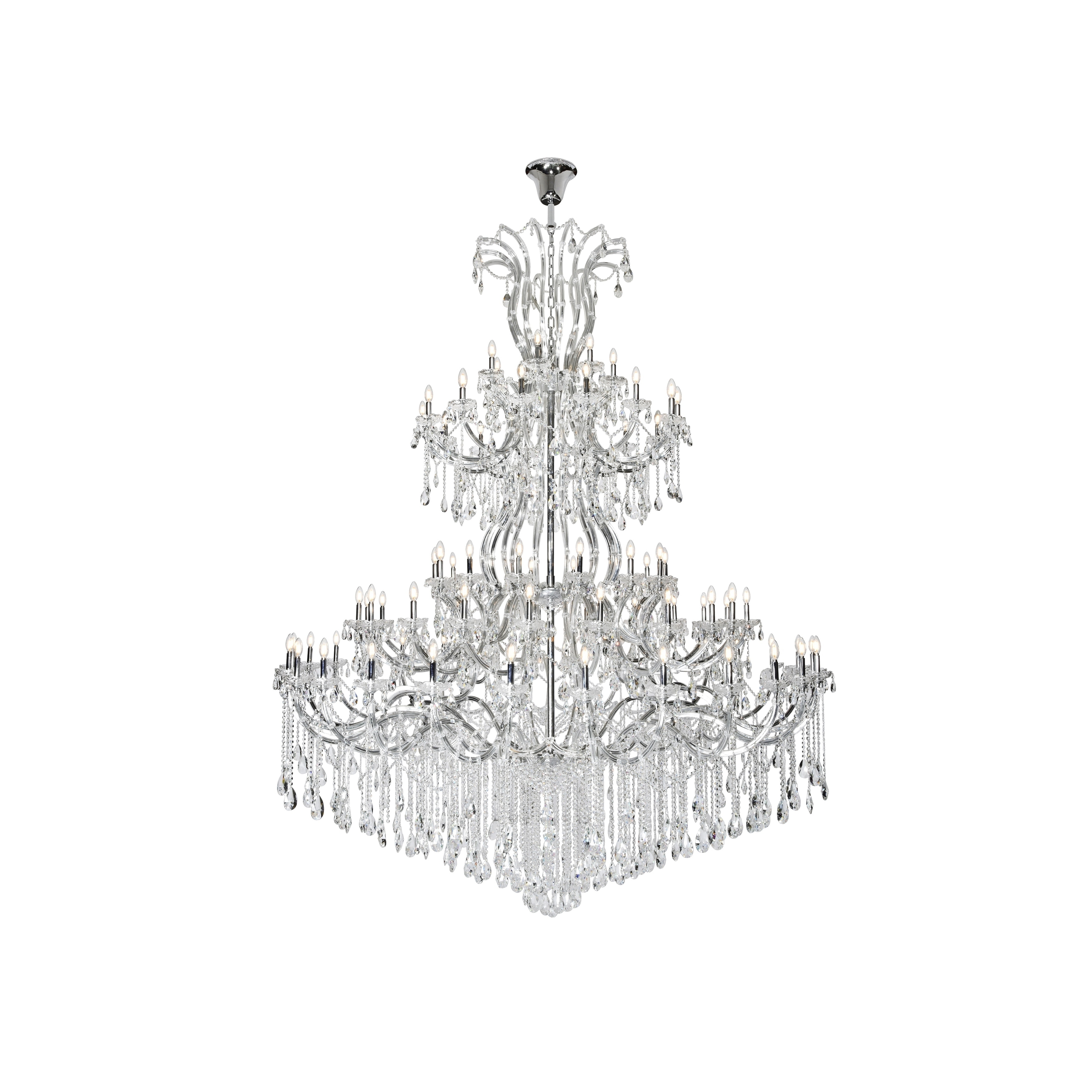 Fleur Illumination 84 light Chrome Chandelier with clear tear drop crystals (Chrome/royal cut crystals) - Chandeliers For Bedrooms by Overstock.com