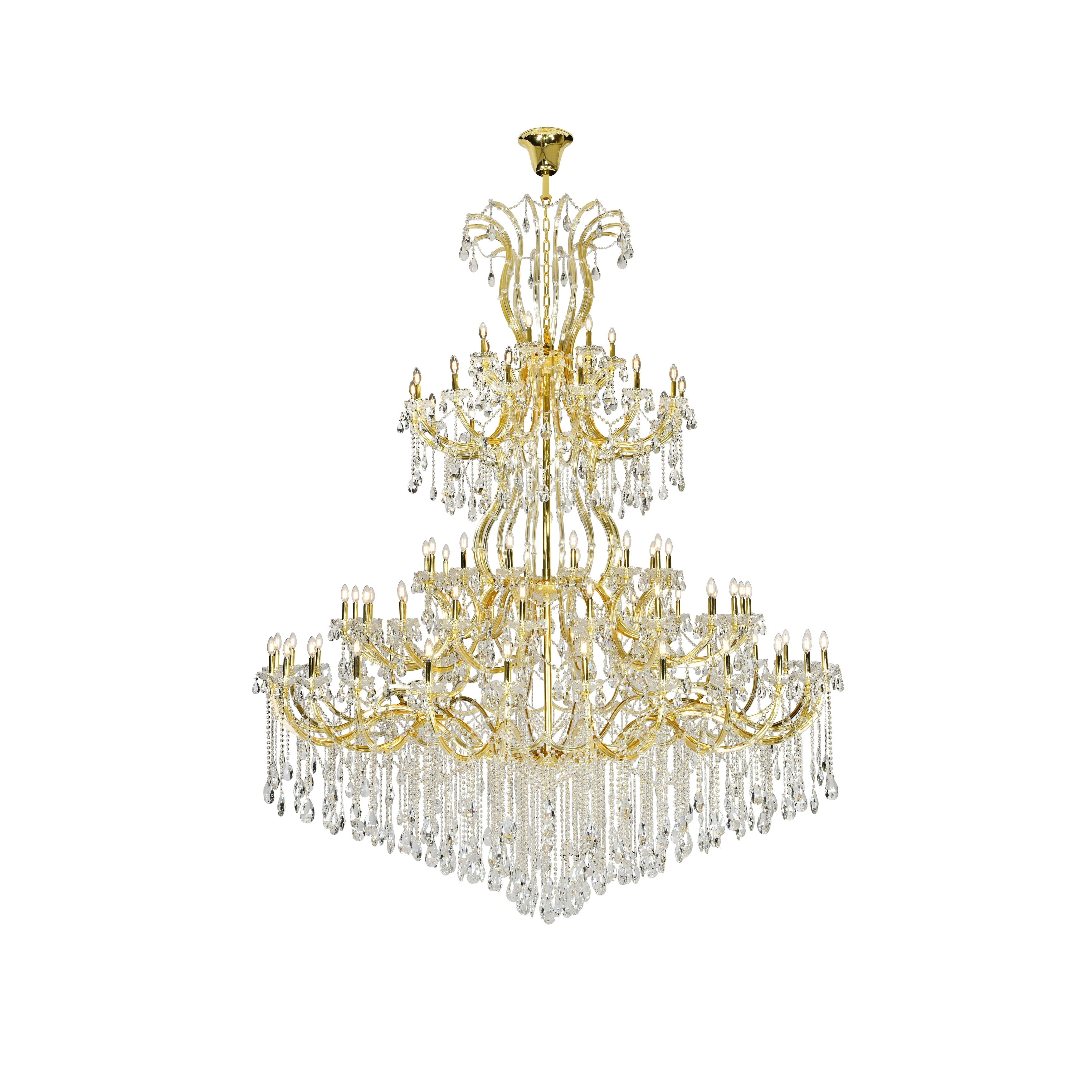 Fleur Illumination 84 light Gold  Chandelier with clear tear drop crystals (swarovski elements crystals/Gold) - Chandeliers For Bedrooms by Overstock.com