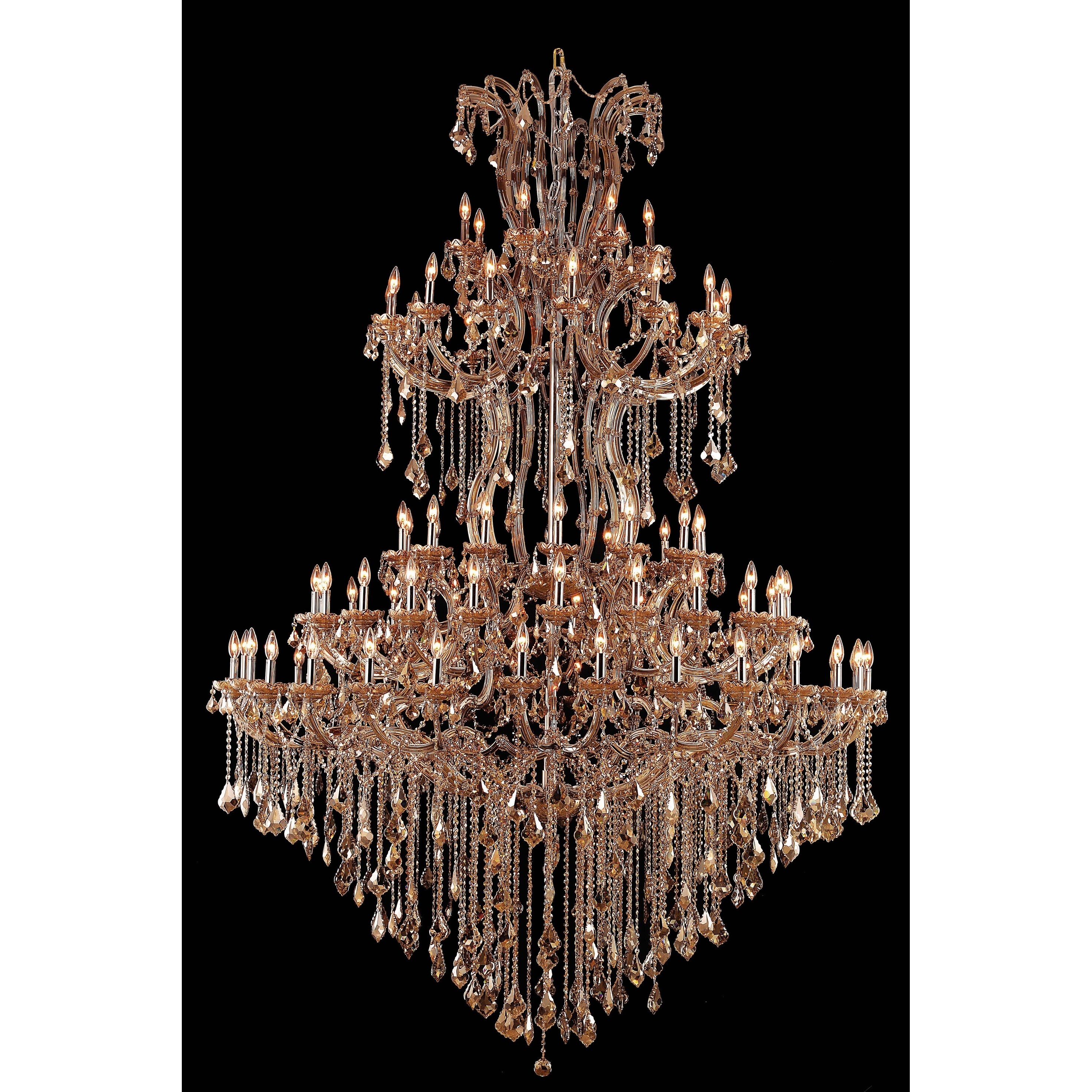 Fleur Illumination Collection Chandelier D:72in H:96in Lt:85 Golden Teak Finish (golden teak/royal cut crystals (golden teak)) - Chandeliers For Bedrooms by Overstock.com