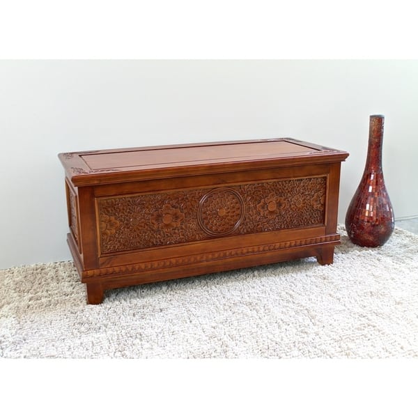 slide 2 of 5, International Caravan Windsor Carved Trunk Bench