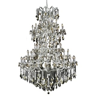 Fleur Illumination Collection Chandelier D:54in H:72in Lt:61 Chrome Finish (Chrome/swarovski elements crystals (golden teak)) - Chandeliers For Bedrooms by Overstock.com