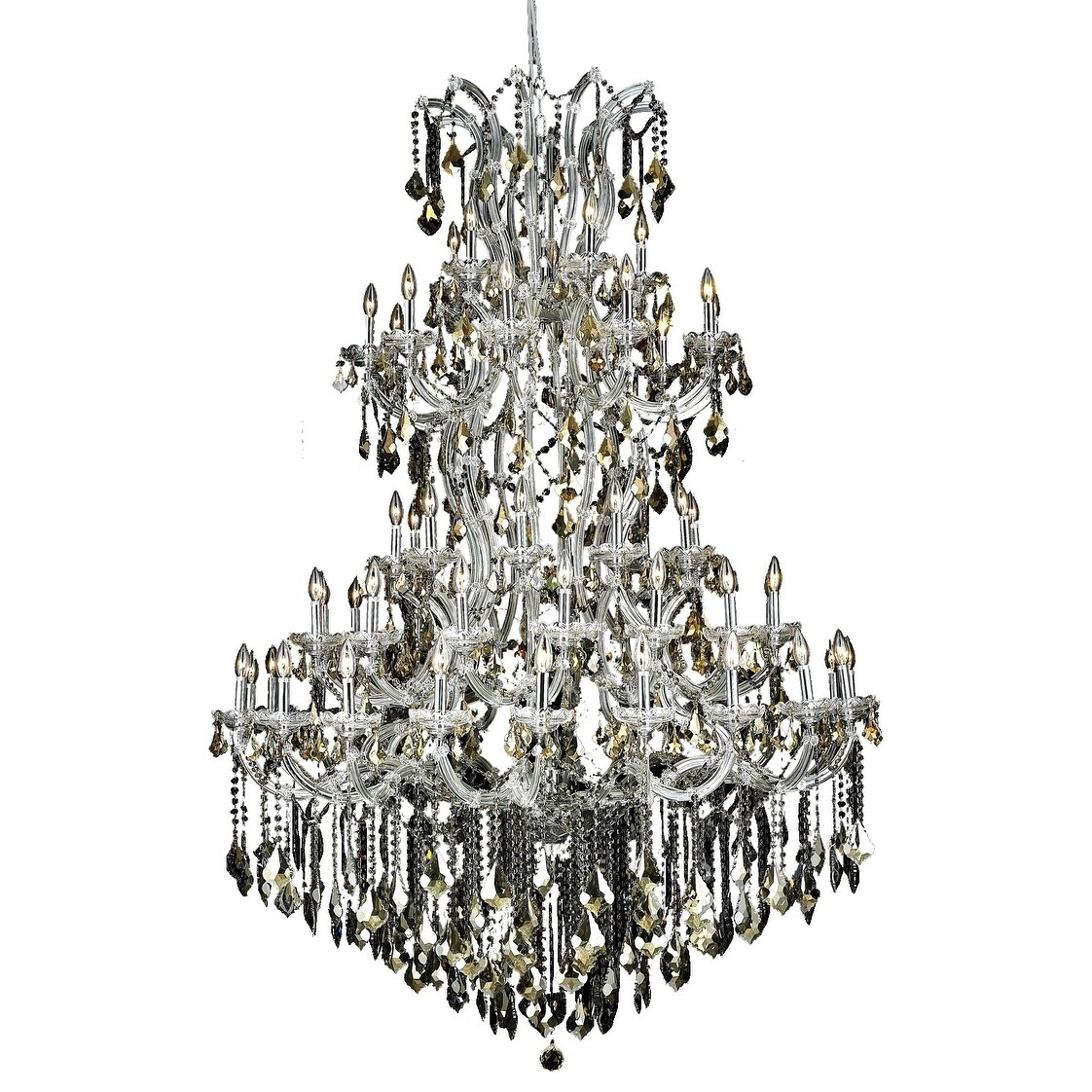 Fleur Illumination Collection Chandelier D:54in H:72in Lt:61 Chrome Finish (Chrome/royal cut crystals (golden teak)) - Chandeliers For Bedrooms by Overstock.com