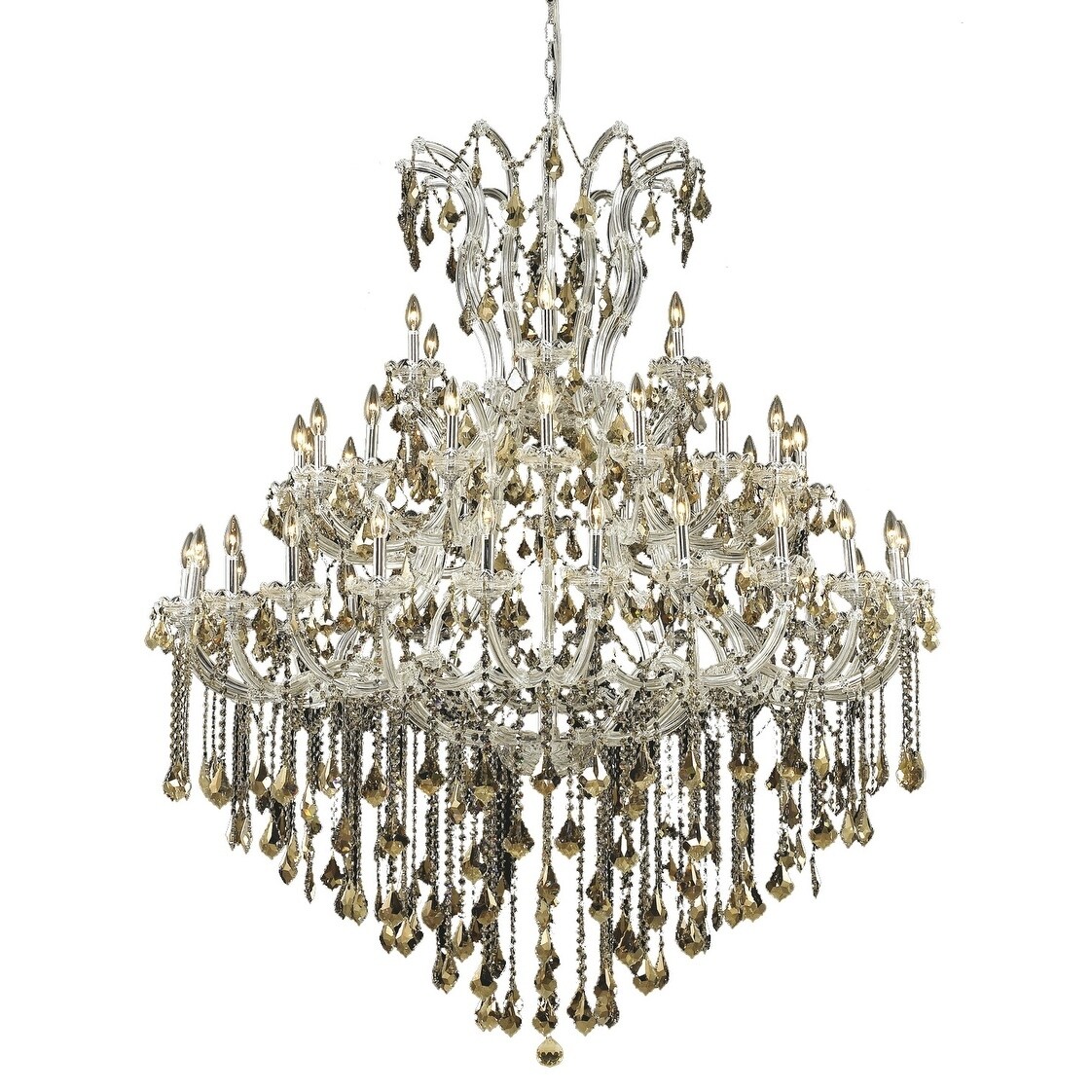 Fleur Illumination Collection Chandelier D:60in H:72in Lt:49 Chrome Finish (Chrome/royal cut crystals (golden teak)) - Chandeliers For Bedrooms by Overstock.com