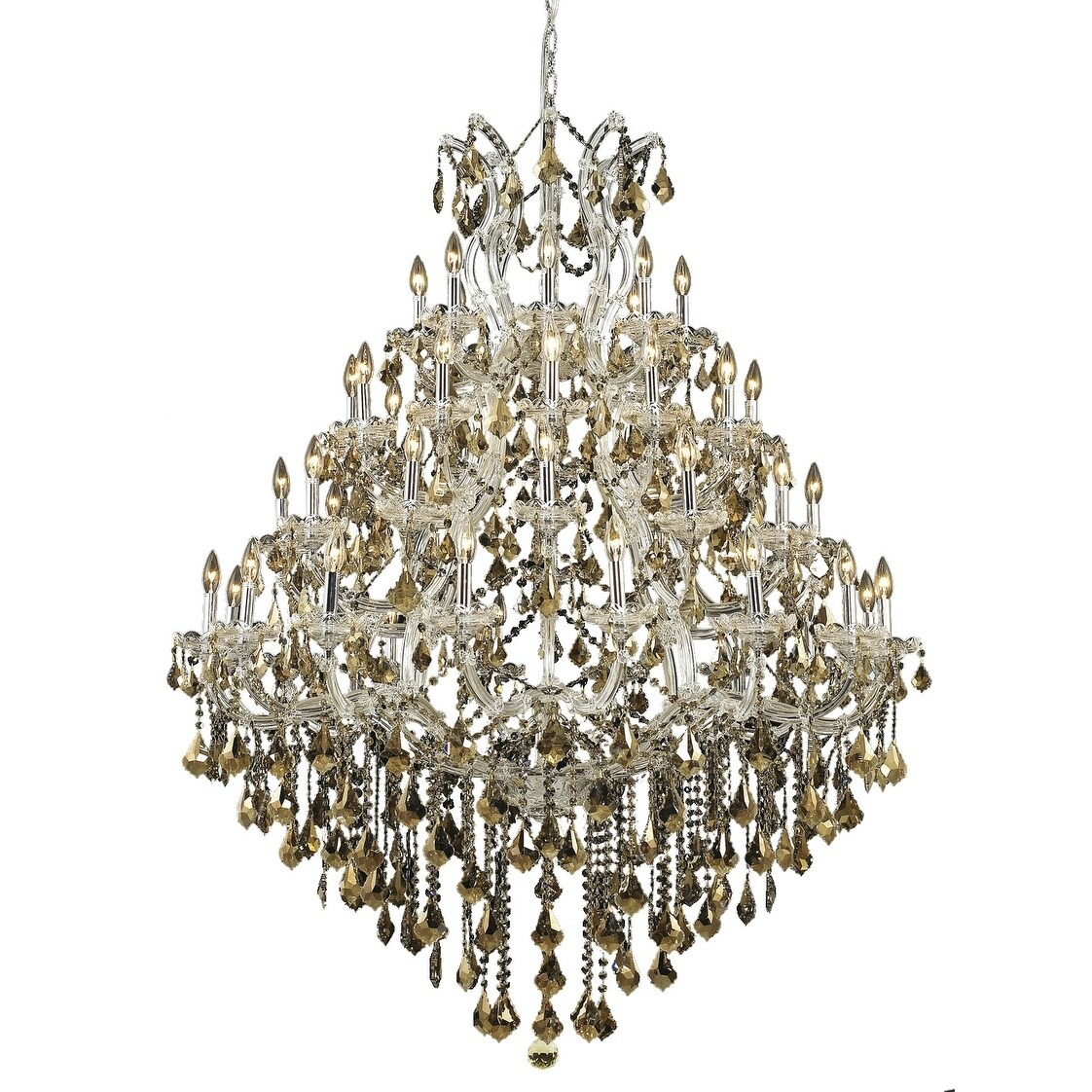 Fleur Illumination Collection Chandelier D:46in H:62in Lt:49 Chrome Finish (Chrome/royal cut crystals (golden teak)) - Chandeliers For Bedrooms by Overstock.com