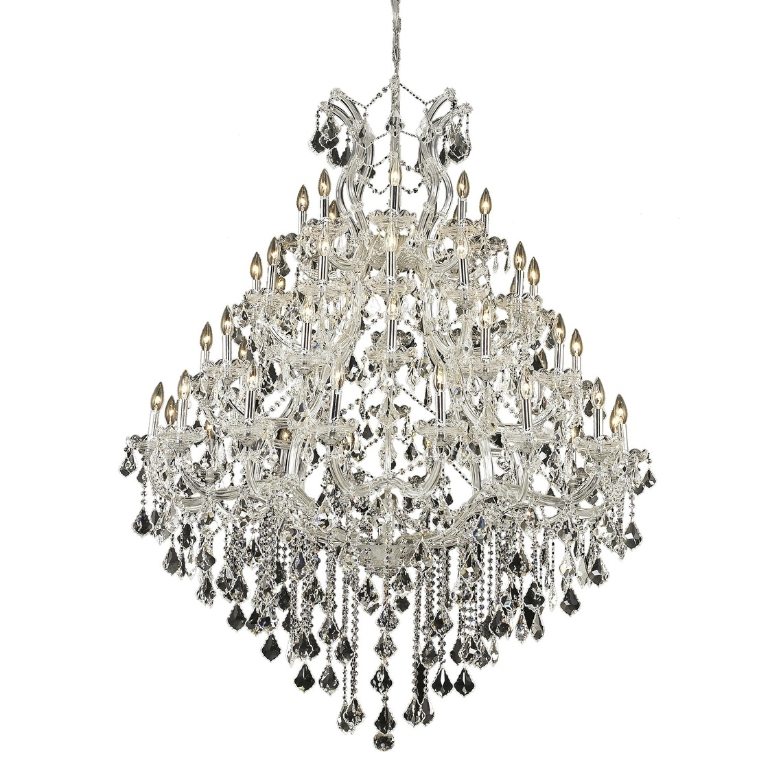 Fleur Illumination Collection Chandelier D:46in H:62in Lt:49 Chrome Finish (elegant cut crystals/Chrome) - Chandeliers For Bedrooms by Overstock.com