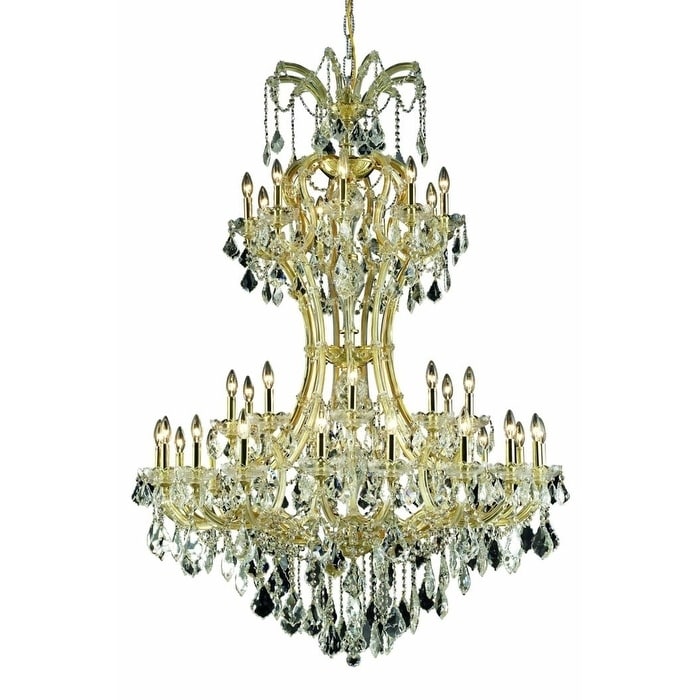 Fleur Illumination Collection Chandelier D:46in H:64in Lt:36 Gold Finish (elegant cut crystals/Gold) - Chandeliers For Bedrooms by Overstock.com